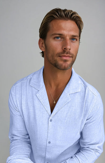 Linnen Beach Overhemd - Lichtblauw