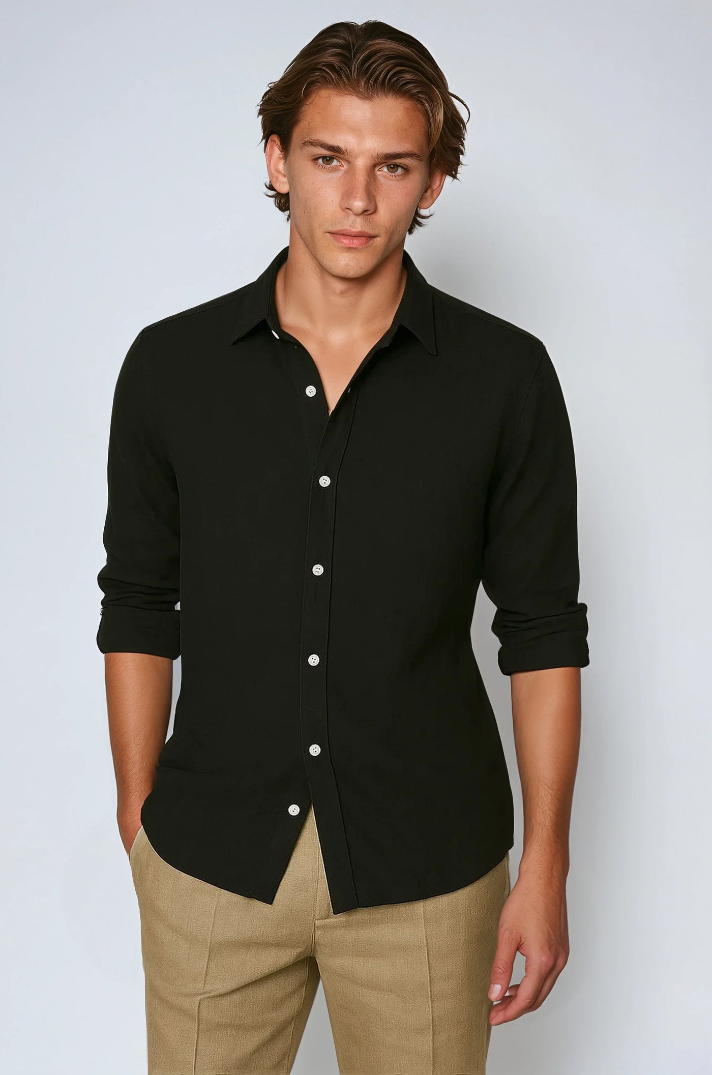 Chemise Essentielle en Lin - Noir Profond