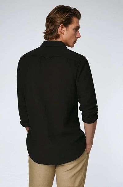 Chemise Essentielle en Lin - Noir Profond