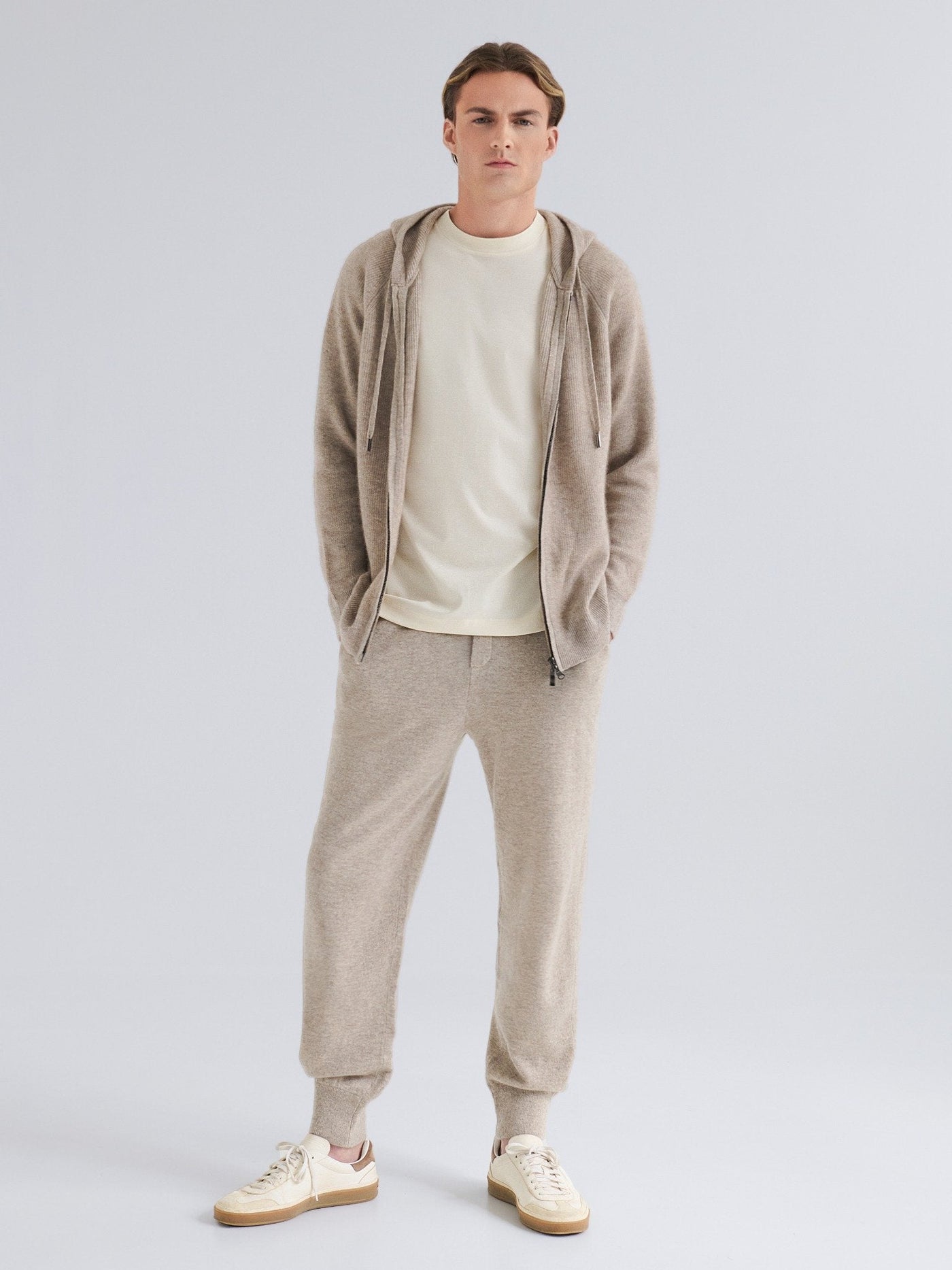 Refined Cashmere Zip Hoodie - Beige