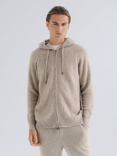 Refined Cashmere Zip Hoodie - Beige
