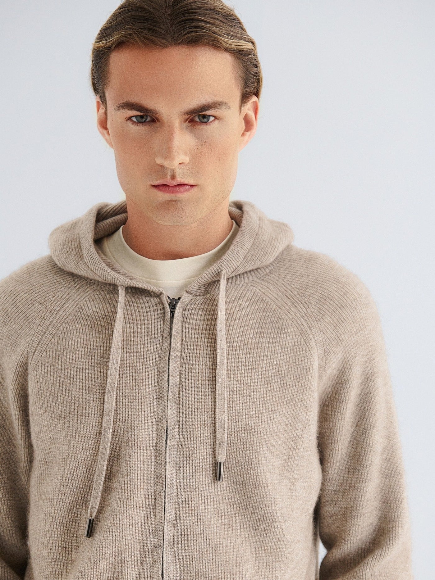 Refined Cashmere Zip Hoodie - Beige
