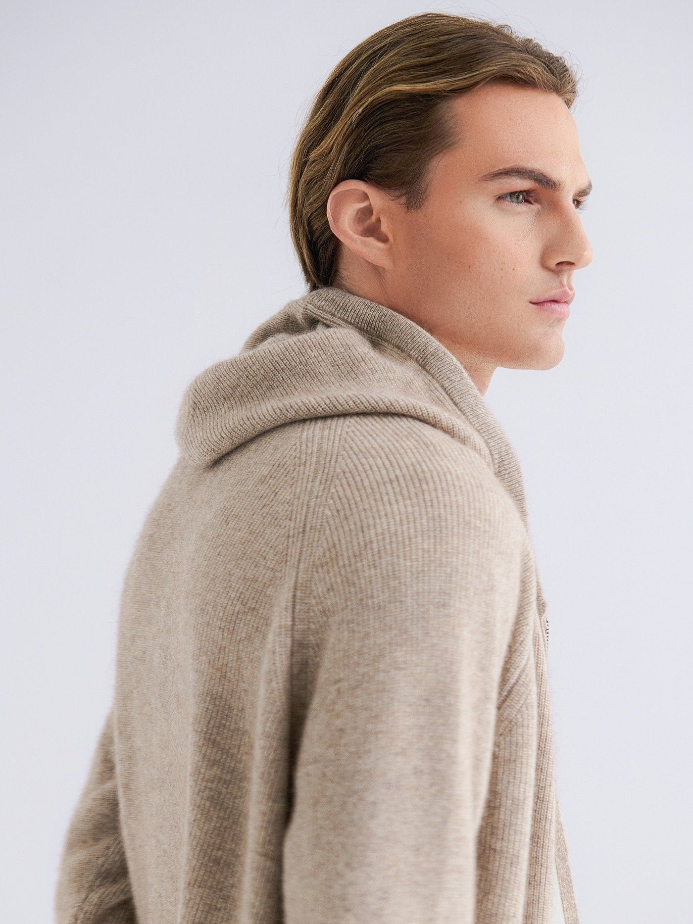 Refined Cashmere Zip Hoodie - Beige